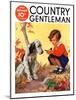 "Girl, Dog and Injured Bird," Country Gentleman Cover, November 1, 1935-Henry Hintermeister-Mounted Giclee Print
