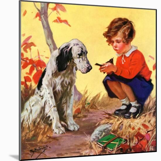 "Girl, Dog and Injured Bird,"November 1, 1935-Henry Hintermeister-Mounted Giclee Print