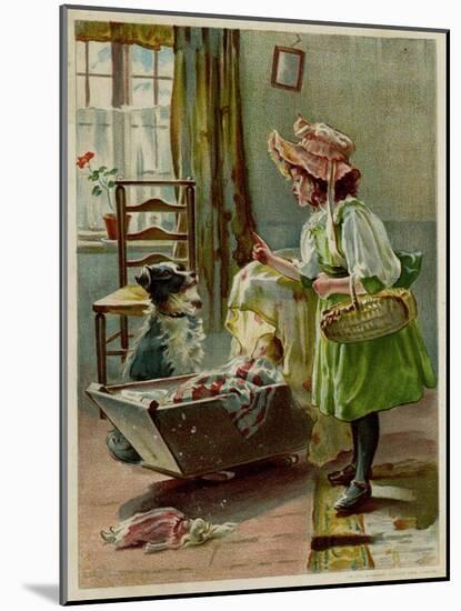 Girl, Dog in Charge 1894-null-Mounted Art Print