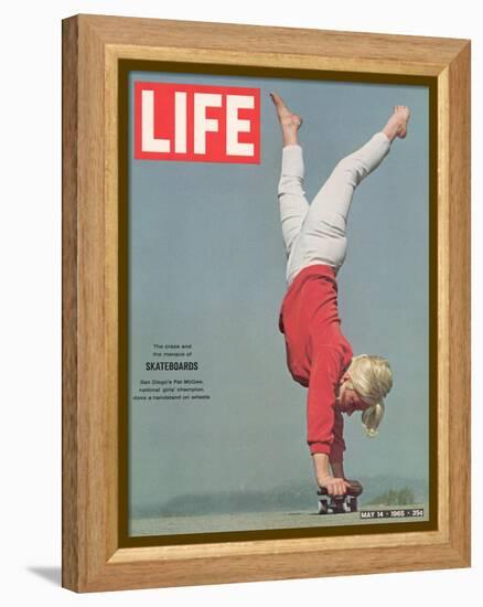 Girl Doing Handstand on Skateboard, May 14, 1965-Bill Eppridge-Framed Premier Image Canvas