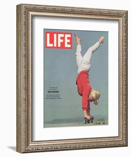 Girl Doing Handstand on Skateboard, May 14, 1965-Bill Eppridge-Framed Photographic Print