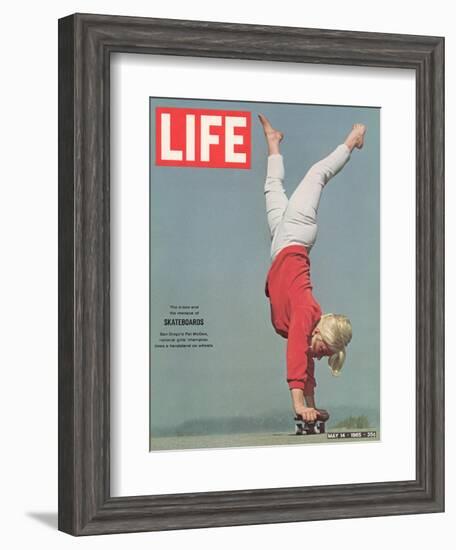 Girl Doing Handstand on Skateboard, May 14, 1965-Bill Eppridge-Framed Photographic Print