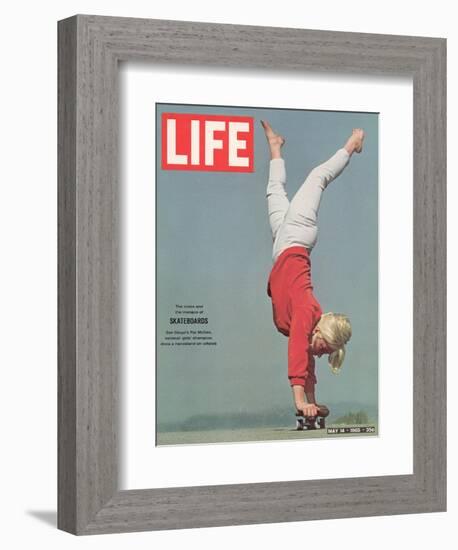 Girl Doing Handstand on Skateboard, May 14, 1965-Bill Eppridge-Framed Photographic Print