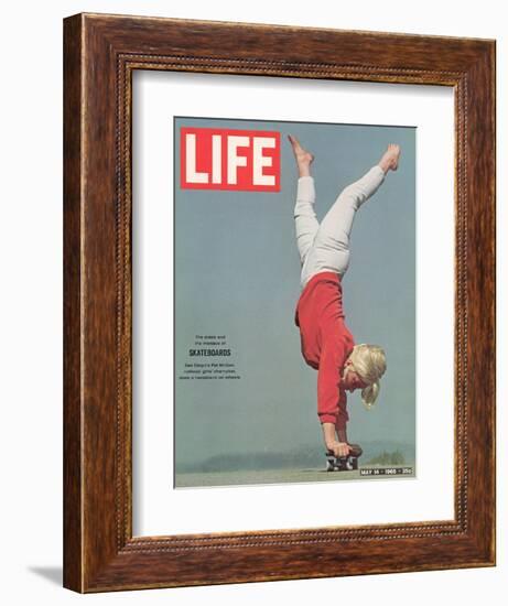 Girl Doing Handstand on Skateboard, May 14, 1965-Bill Eppridge-Framed Photographic Print