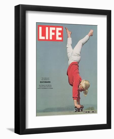 Girl Doing Handstand on Skateboard, May 14, 1965-Bill Eppridge-Framed Photographic Print