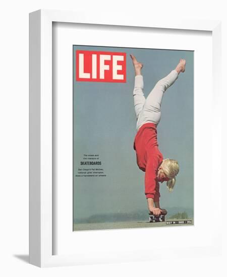 Girl Doing Handstand on Skateboard, May 14, 1965-Bill Eppridge-Framed Photographic Print