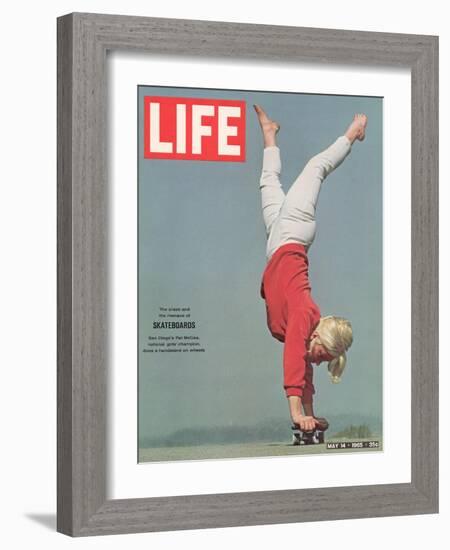 Girl Doing Handstand on Skateboard, May 14, 1965-Bill Eppridge-Framed Photographic Print