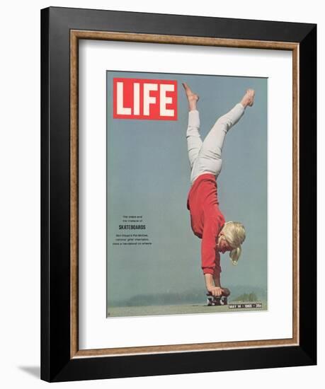 Girl Doing Handstand on Skateboard, May 14, 1965-Bill Eppridge-Framed Photographic Print