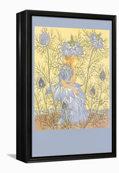 Girl Dressed as Blue Flower-null-Framed Stretched Canvas