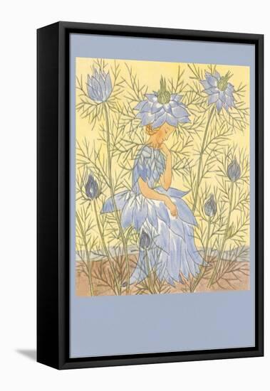 Girl Dressed as Blue Flower-null-Framed Stretched Canvas