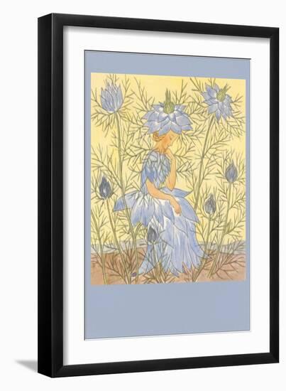 Girl Dressed as Blue Flower-null-Framed Art Print