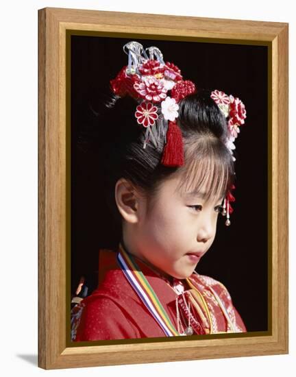 Girl Dressed in Kimono, Shichi-Go-San Festival (Festival for Three, Five, Seven Year Old Children)-null-Framed Premier Image Canvas
