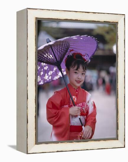 Girl Dressed in Kimono, Shichi-Go-San Festival (Festival for Three, Five, Seven Year Old Children)-null-Framed Premier Image Canvas