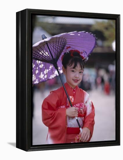 Girl Dressed in Kimono, Shichi-Go-San Festival (Festival for Three, Five, Seven Year Old Children)-null-Framed Premier Image Canvas