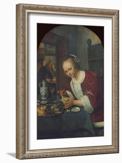 Girl Eating Oysters, about 1658-60-Jan Havicksz. Steen-Framed Giclee Print