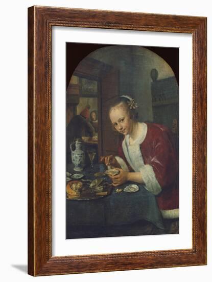 Girl Eating Oysters, about 1658-60-Jan Havicksz. Steen-Framed Giclee Print