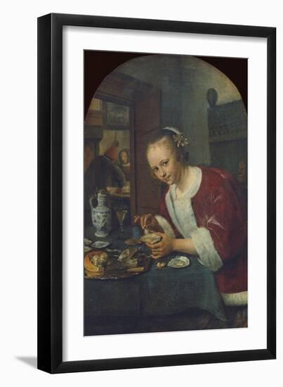 Girl Eating Oysters, about 1658-60-Jan Havicksz. Steen-Framed Giclee Print