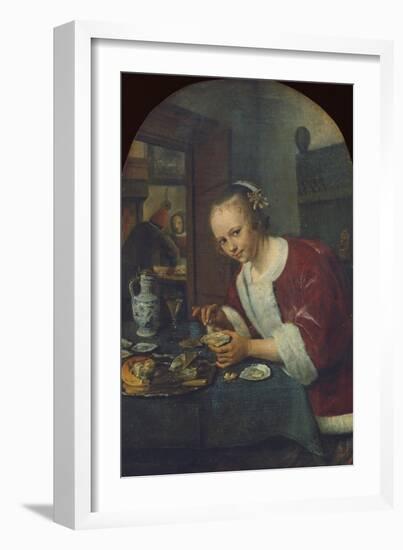 Girl Eating Oysters, about 1658-60-Jan Havicksz. Steen-Framed Giclee Print