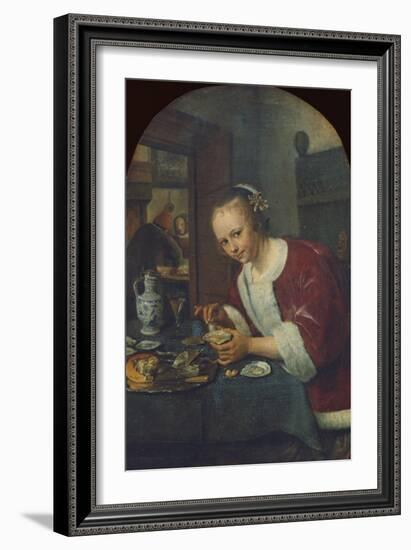 Girl Eating Oysters, about 1658-60-Jan Havicksz. Steen-Framed Giclee Print