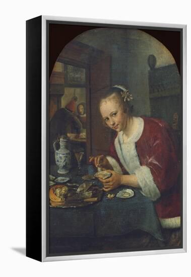 Girl Eating Oysters, about 1658-60-Jan Havicksz. Steen-Framed Premier Image Canvas