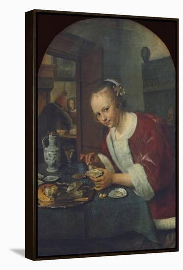 Girl Eating Oysters, about 1658-60-Jan Havicksz. Steen-Framed Premier Image Canvas