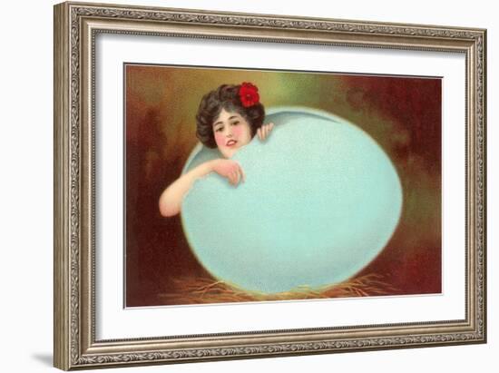 Girl Emerging from Cracked Egg-null-Framed Art Print