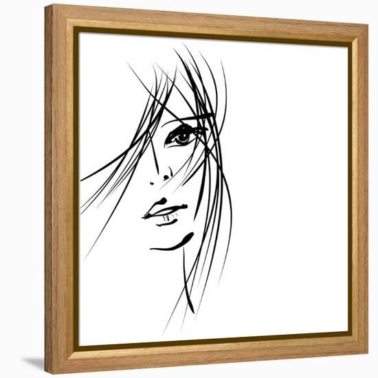 Girl Face Symbols-Irina QQQ-Framed Stretched Canvas