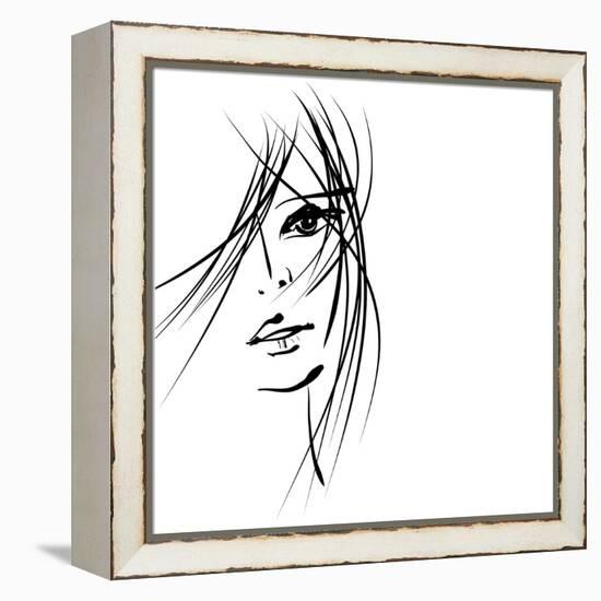 Girl Face Symbols-Irina QQQ-Framed Stretched Canvas