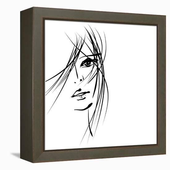 Girl Face Symbols-Irina QQQ-Framed Stretched Canvas