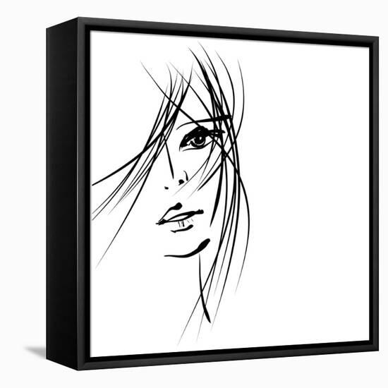 Girl Face Symbols-Irina QQQ-Framed Stretched Canvas