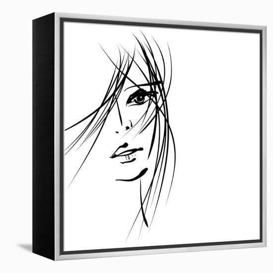 Girl Face Symbols-Irina QQQ-Framed Stretched Canvas