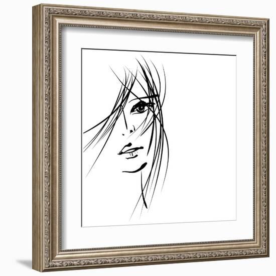 Girl Face Symbols-Irina QQQ-Framed Art Print