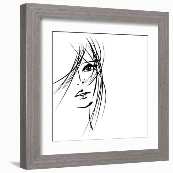 Girl Face Symbols-Irina QQQ-Framed Art Print