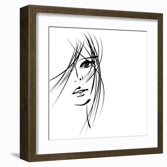 Girl Face Symbols-Irina QQQ-Framed Art Print