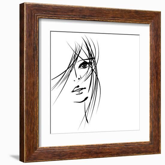 Girl Face Symbols-Irina QQQ-Framed Art Print