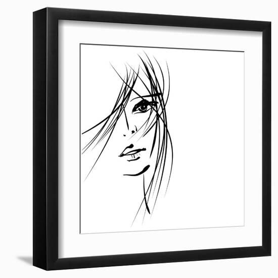 Girl Face Symbols-Irina QQQ-Framed Art Print