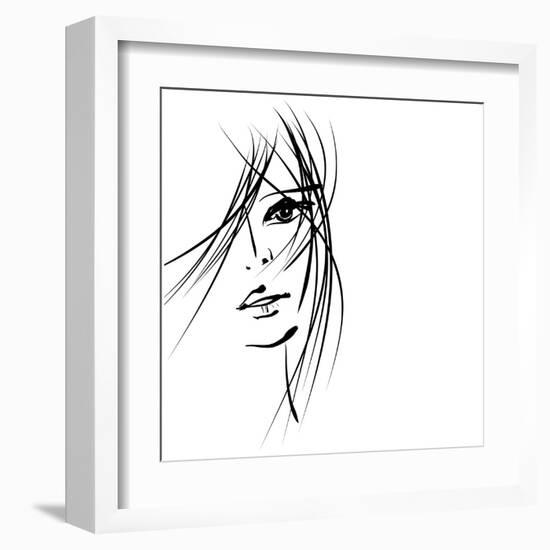 Girl Face Symbols-Irina QQQ-Framed Art Print