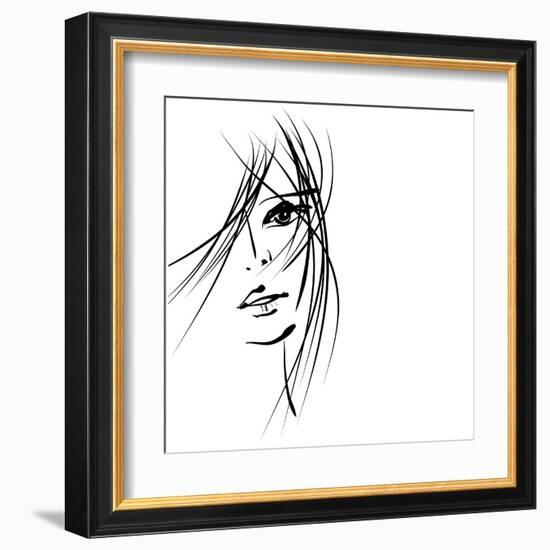 Girl Face Symbols-Irina QQQ-Framed Art Print