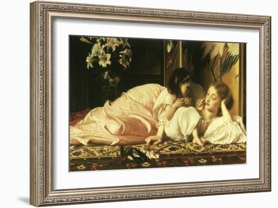 Girl Feeds Mom Cherries, 1865-Frederick Leighton-Framed Giclee Print