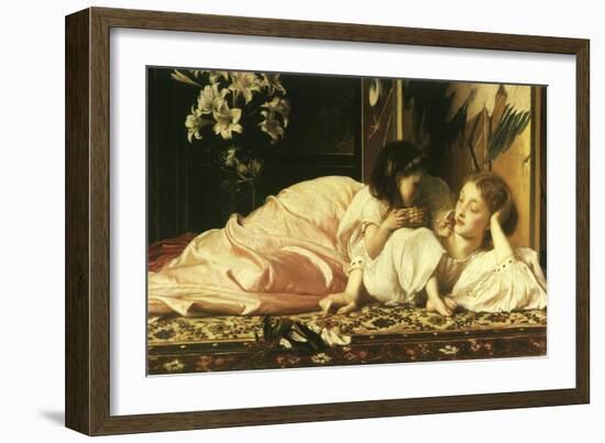 Girl Feeds Mom Cherries, 1865-Frederick Leighton-Framed Giclee Print