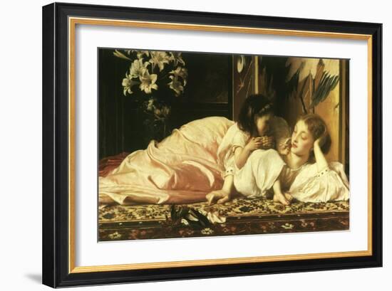 Girl Feeds Mom Cherries, 1865-Frederick Leighton-Framed Giclee Print