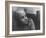 Girl Gazing Pensively Through Pane of Her Apartment Window, Grimly Reflects Image of Berlin Wall-Paul Schutzer-Framed Photographic Print