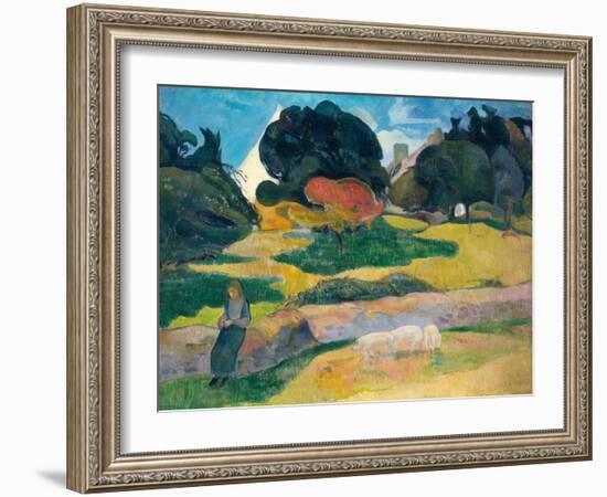 Girl Herding Pigs, 1889-Paul Gauguin-Framed Giclee Print