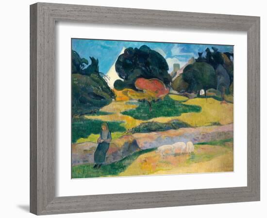 Girl Herding Pigs, 1889-Paul Gauguin-Framed Giclee Print