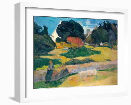 Girl Herding Pigs, 1889-Paul Gauguin-Framed Giclee Print