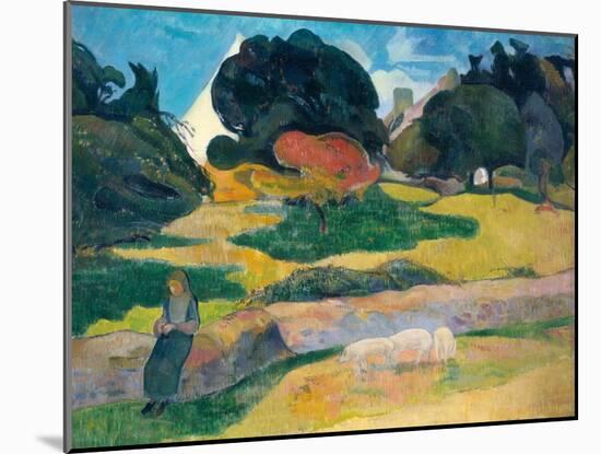 Girl Herding Pigs, 1889-Paul Gauguin-Mounted Giclee Print