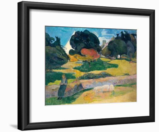 Girl Herding Pigs, 1889-Paul Gauguin-Framed Giclee Print