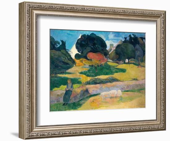 Girl Herding Pigs, 1889-Paul Gauguin-Framed Giclee Print