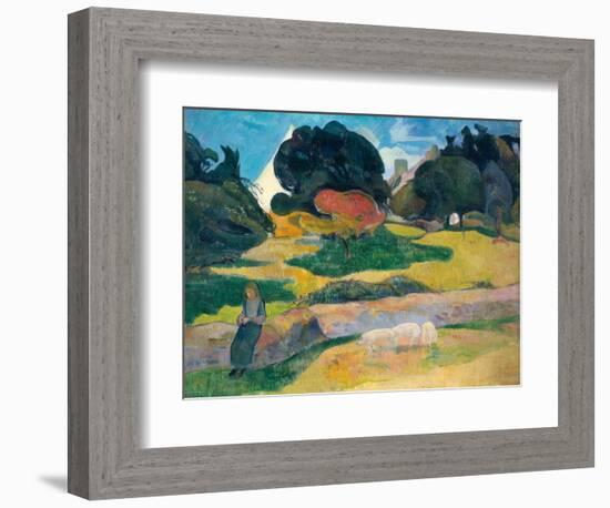 Girl Herding Pigs, 1889-Paul Gauguin-Framed Giclee Print