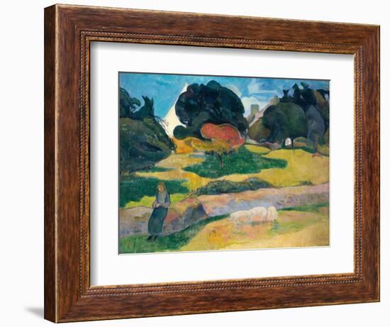 Girl Herding Pigs, 1889-Paul Gauguin-Framed Giclee Print
